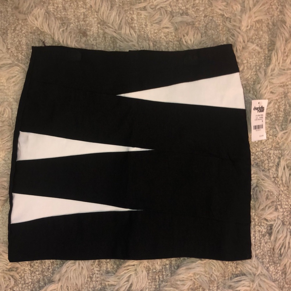 Black and white mini skirt